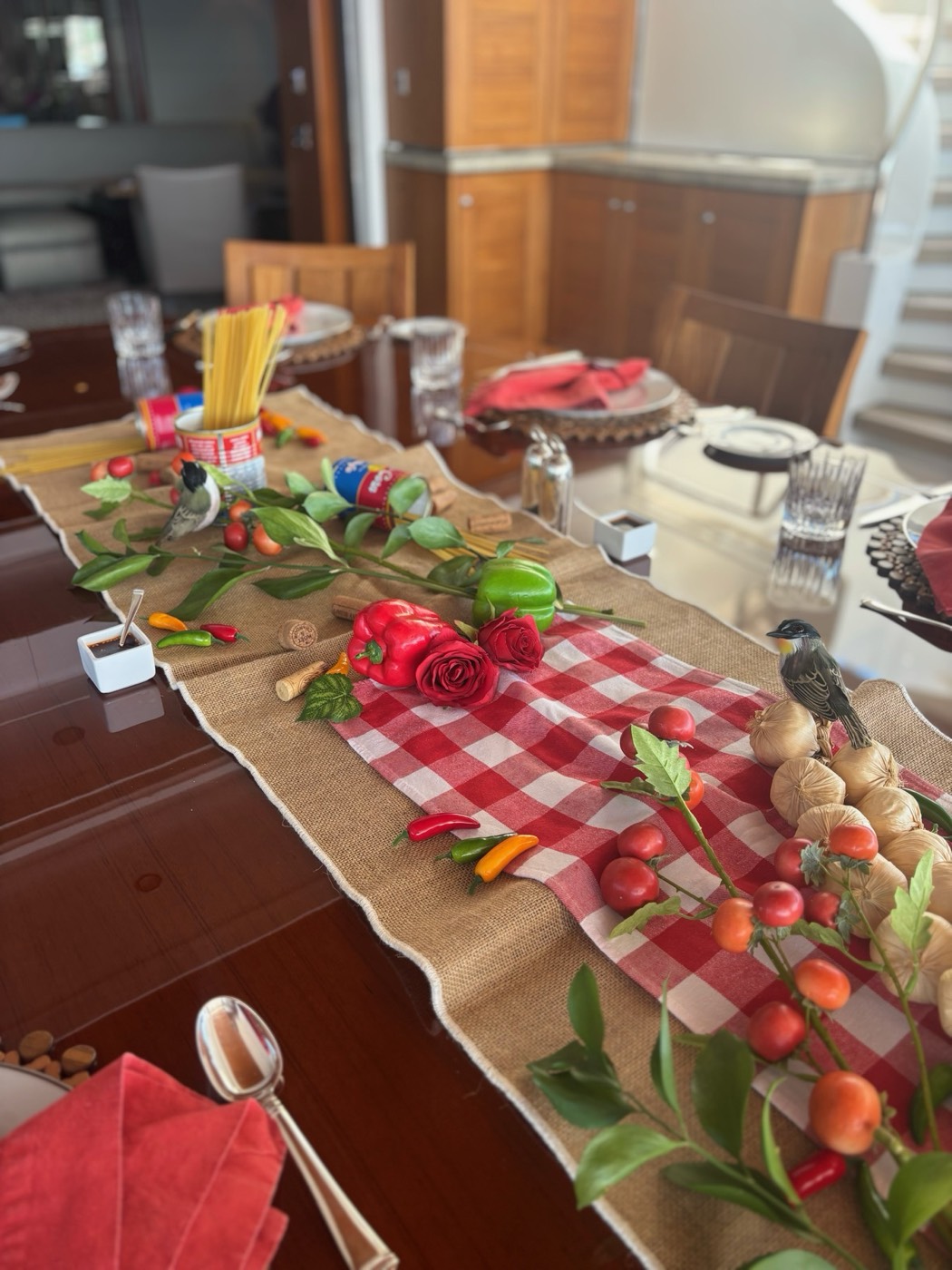 Italian pasta night tablescape